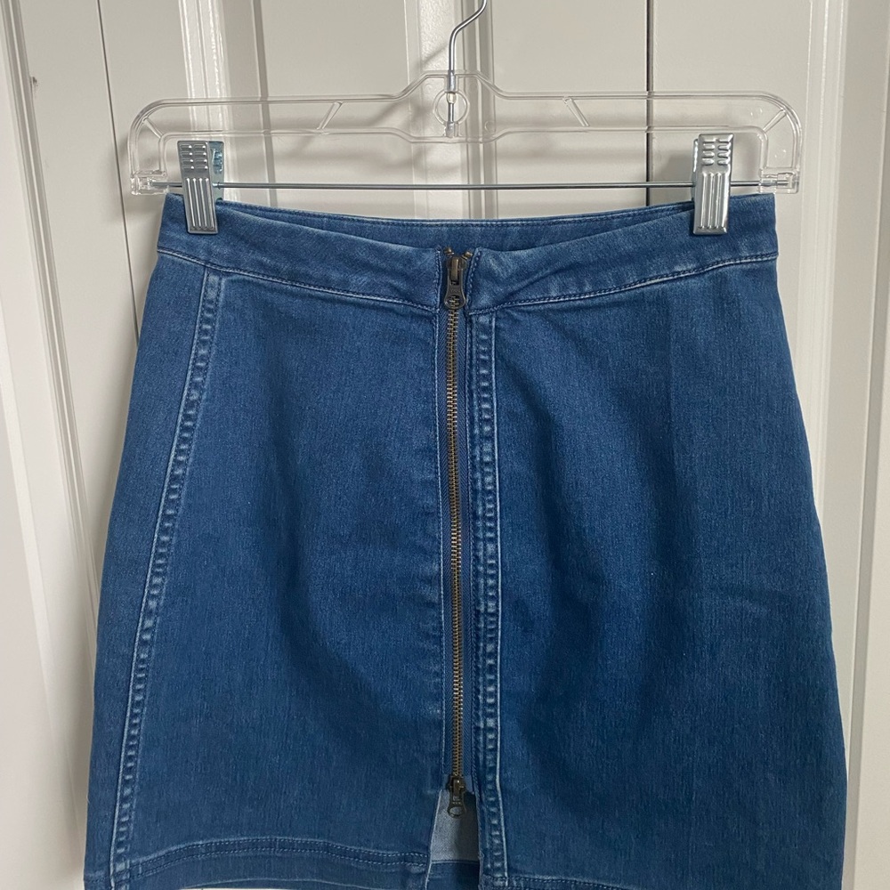 Free People Denim Zip-Front Skirt - Picture 2 of 8